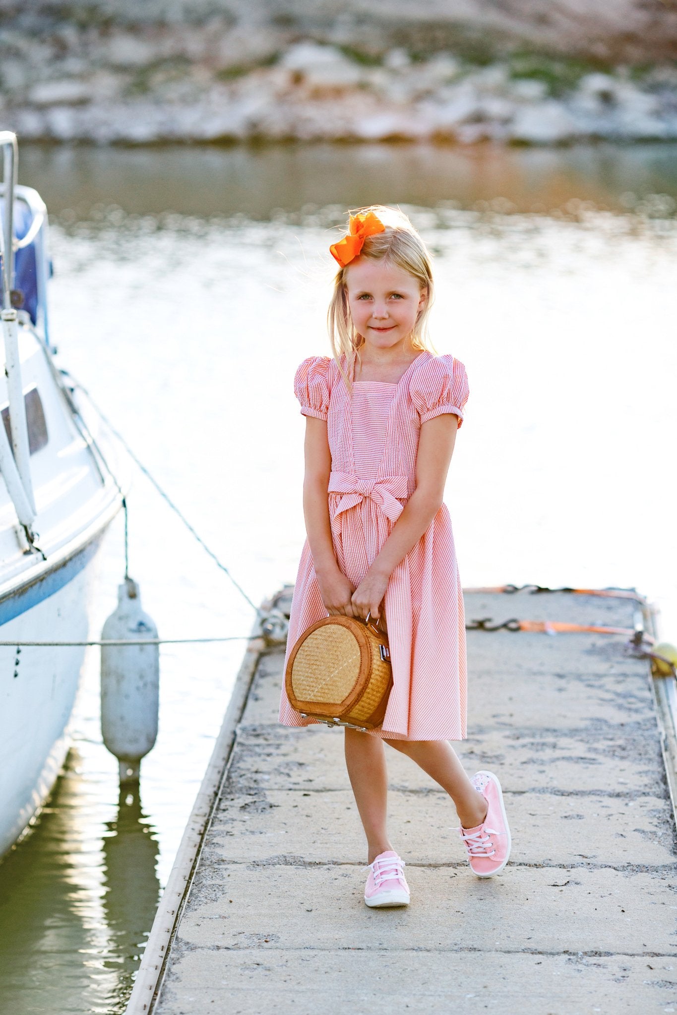 Picnic Dress in Red, White & Blue Seersucker