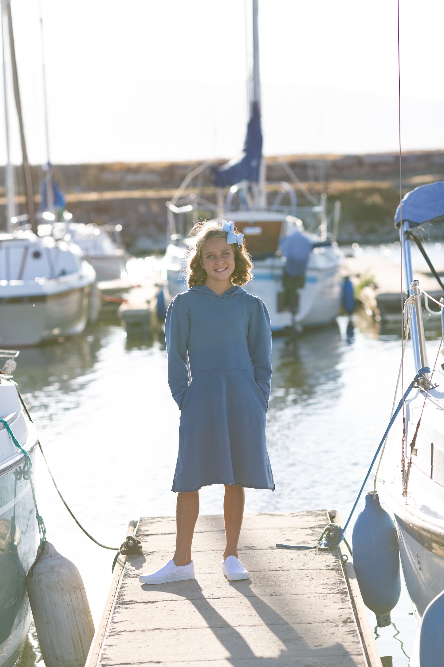Piper Hoodie Dress in Blue