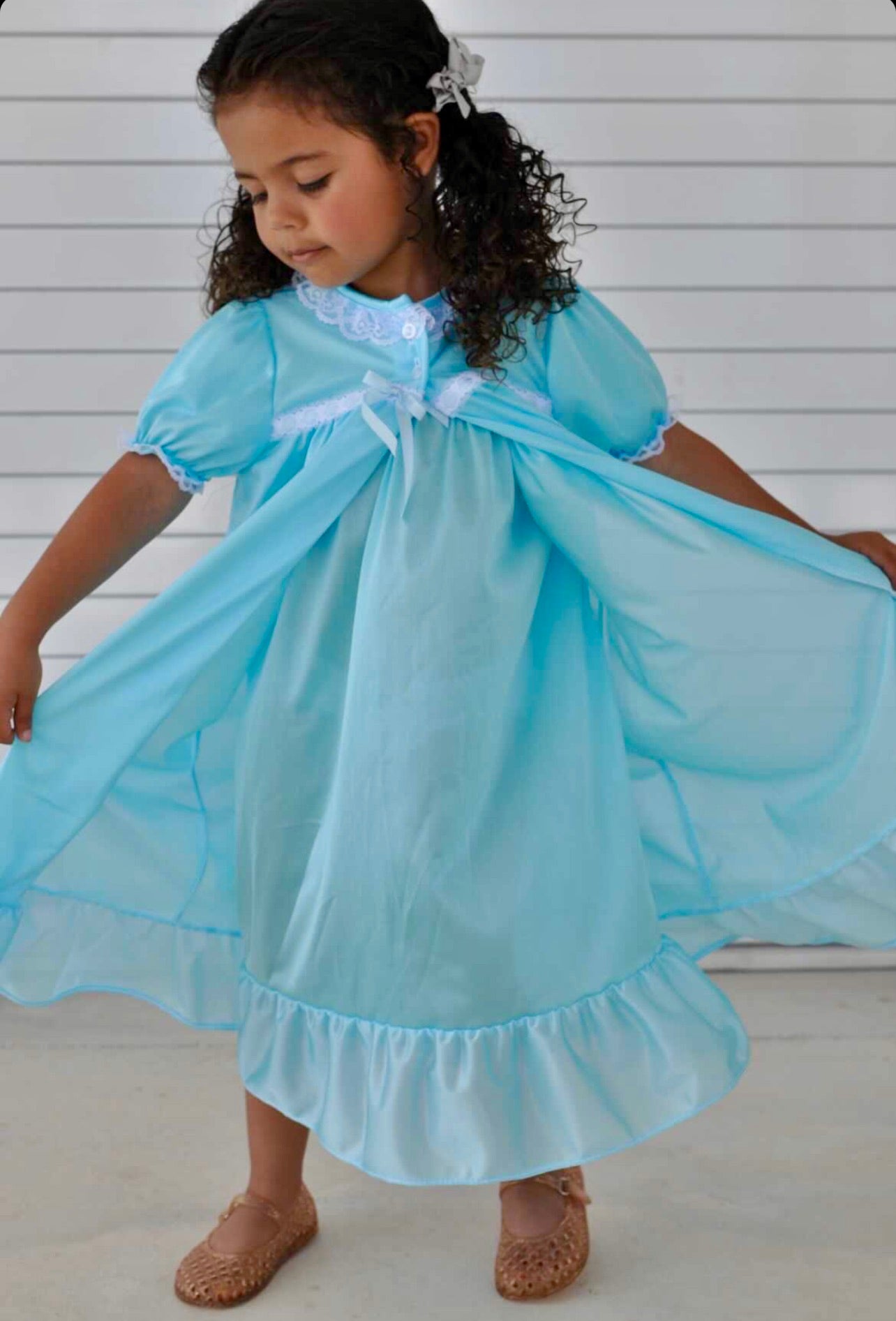 Clarisse Short Sleeve Nightgown Peignoir Set in Pink