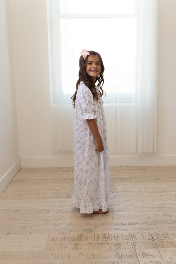Girls Nightgown with Pink Rosebuds