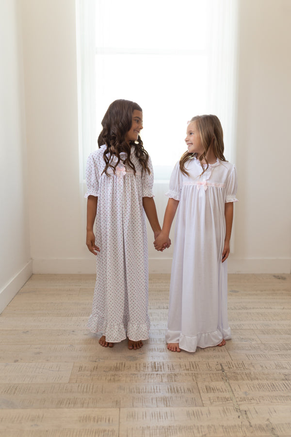 Girls Nightgown with Pink Rosebuds