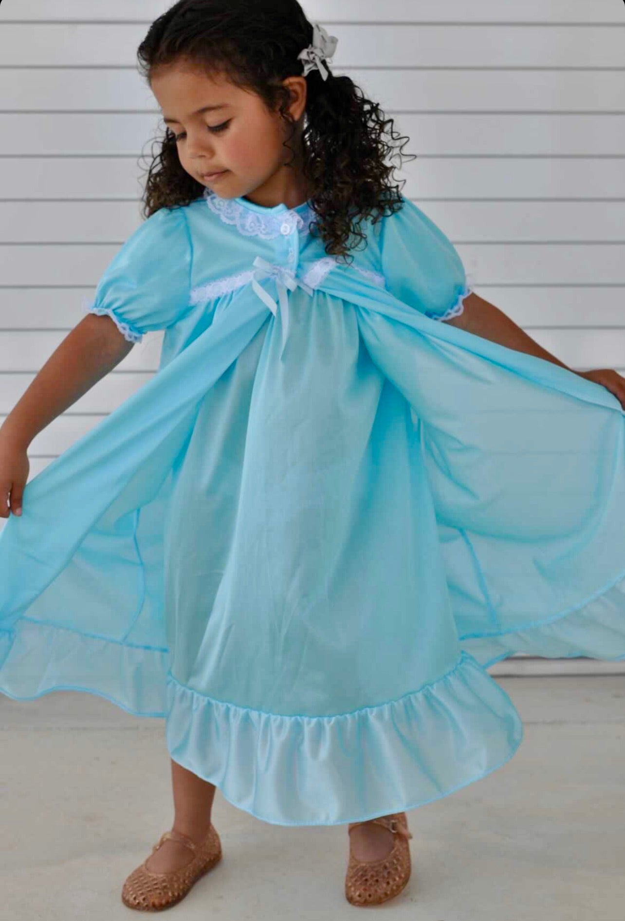 Clarisse Short Sleeve Nightgown Peignoir Set in Pink