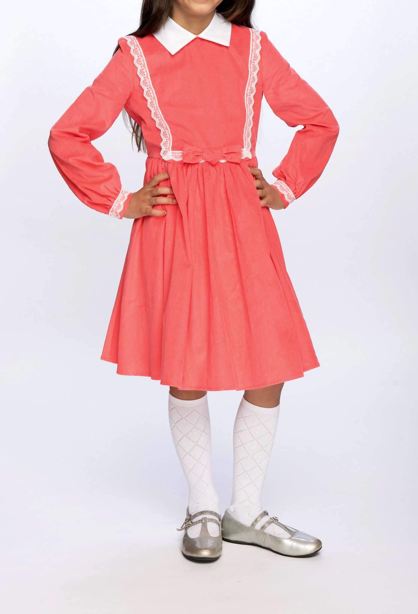 Payton Dress in Coral Classic Girl Clothing