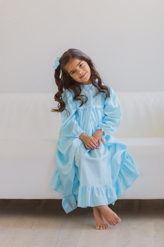 Clara Nightgown Peignoir Set in Blue