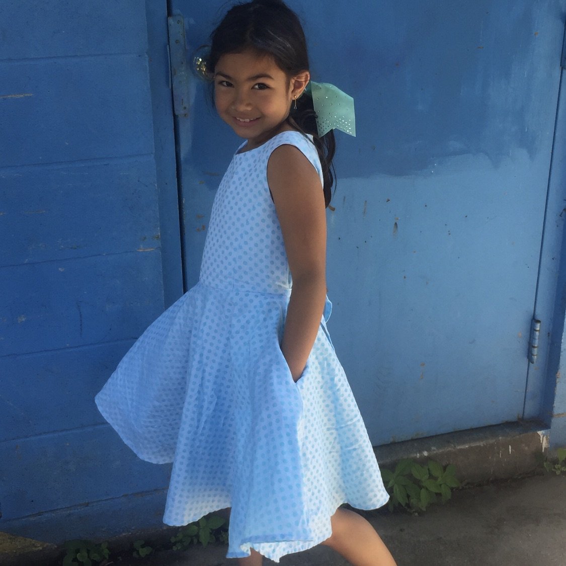Emma Dress in Blue Dots