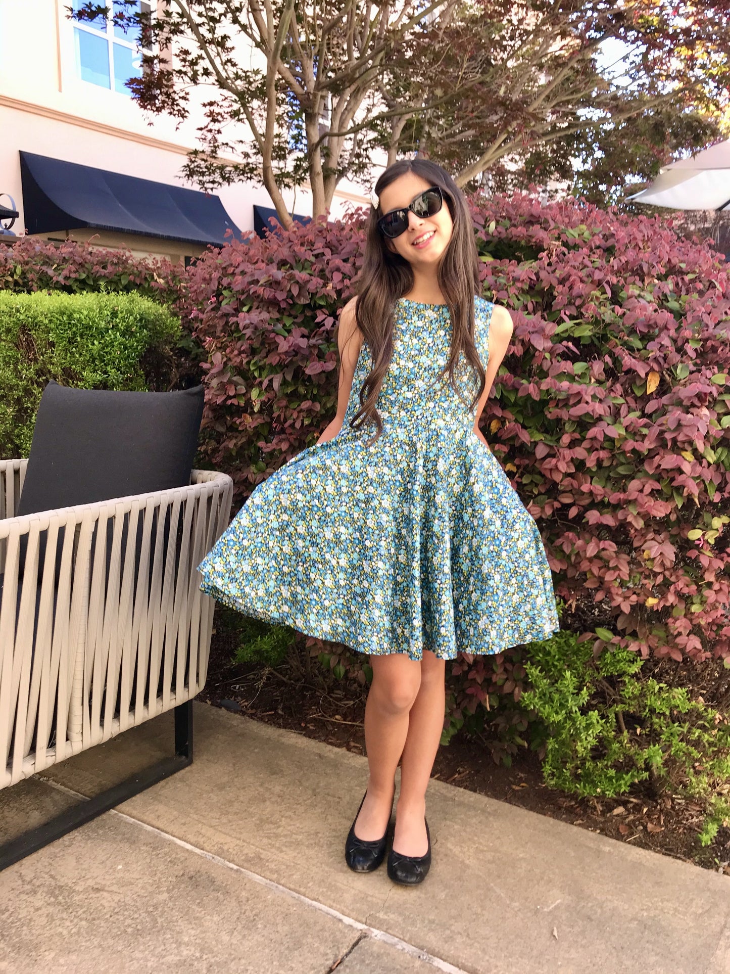 Jackie Dress in Blue Flowers