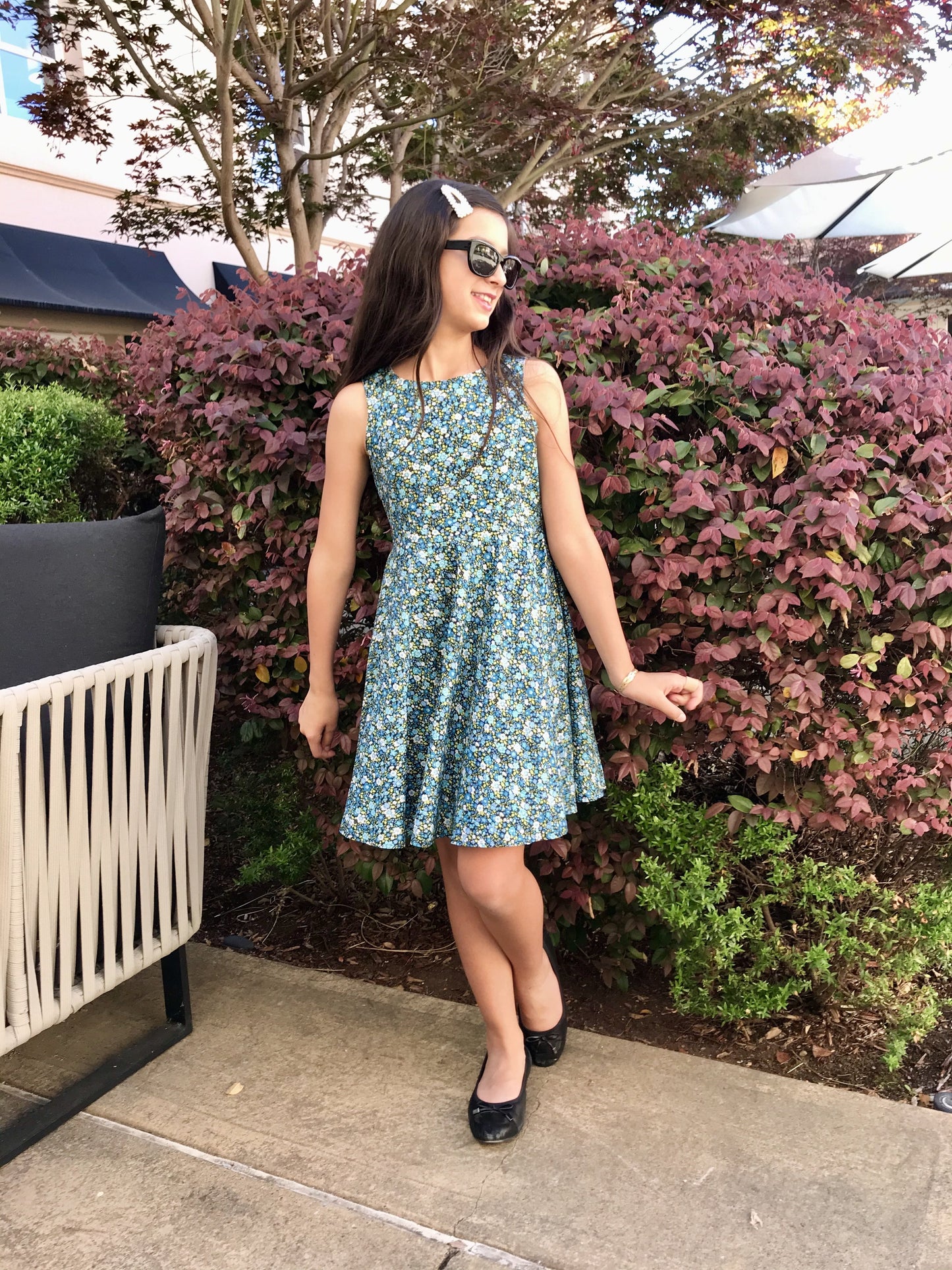 Jackie Dress in Blue Flowers