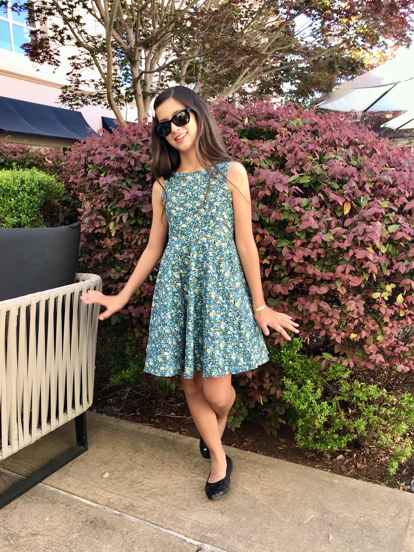 Jackie Dress in Blue Flowers