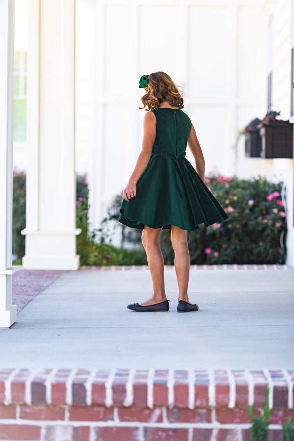 Special Occasion Dress in Green Velvet