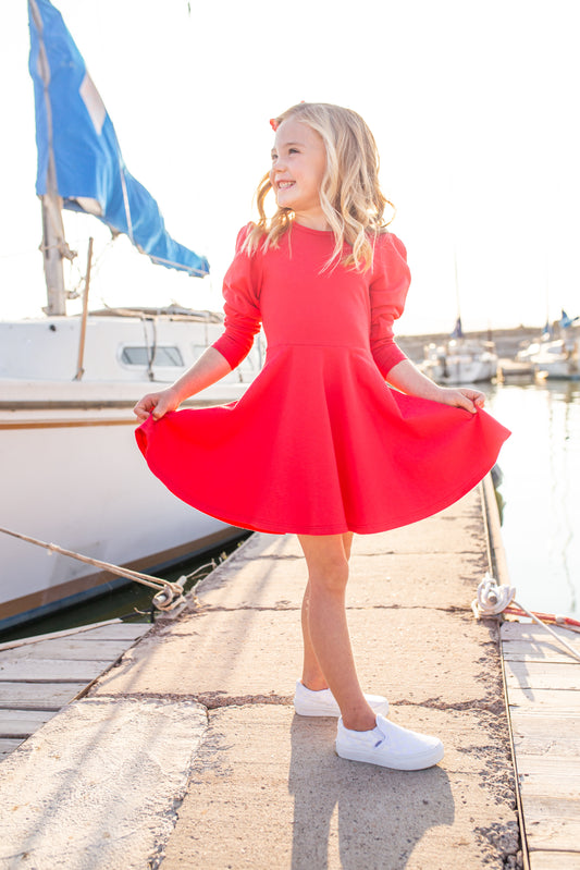 Alexis Long Sleeve T-Shirt Dress in Red