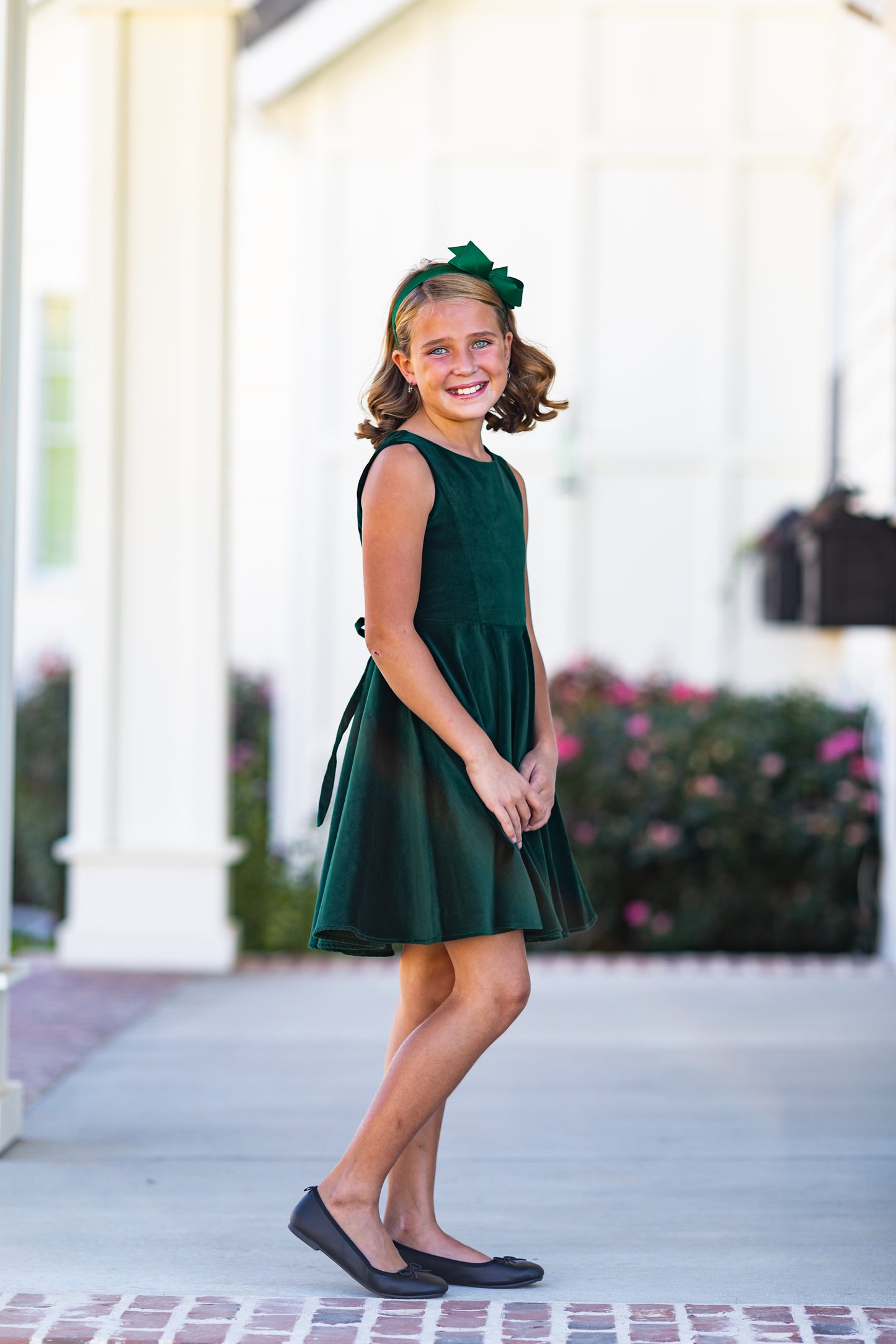 Special Occasion Dress in Green Velvet