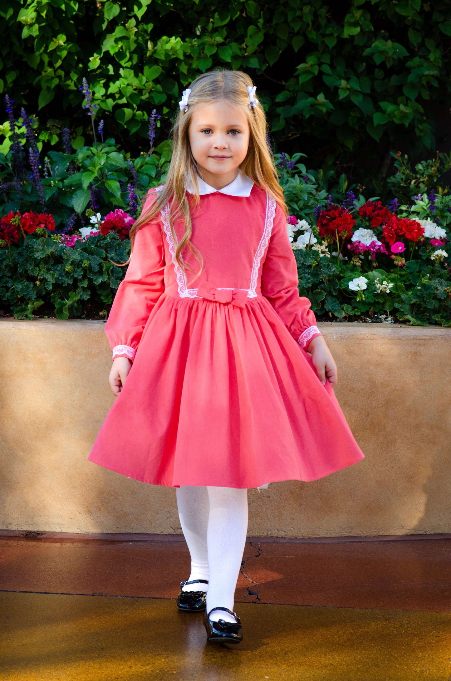 Payton Dress in Coral Classic Girl Clothing